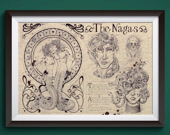 Large - Nagas - Mythology Art Print