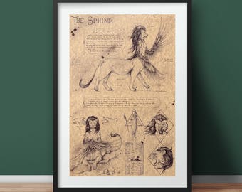 Large - Sphinx - Egyptian and Greek Mythology Art Print