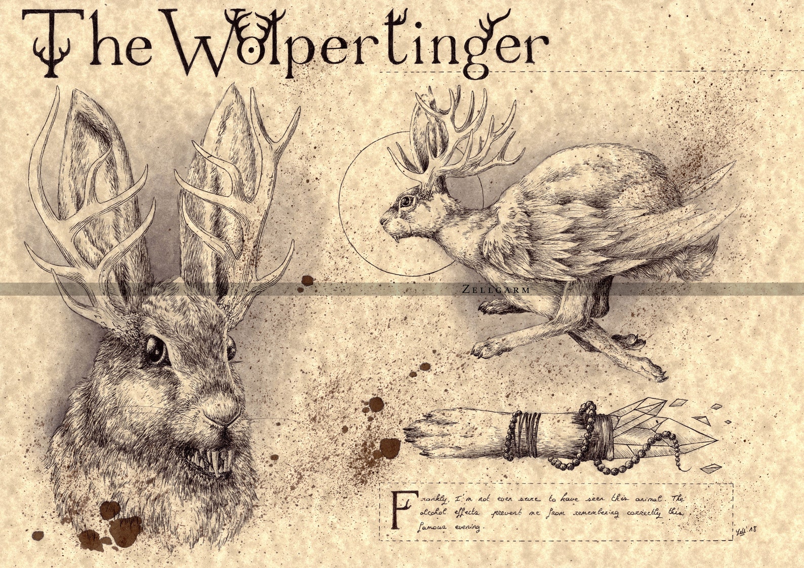 Wolpertinger - German Folklore Art Print