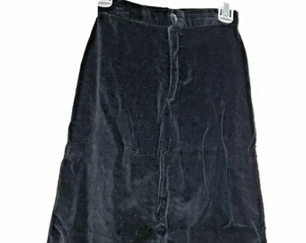 Vintage 80s Fredericks Of Hollywood Black Velvet A-line Skirt Size 3/4