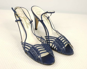 ladies navy sling back shoes