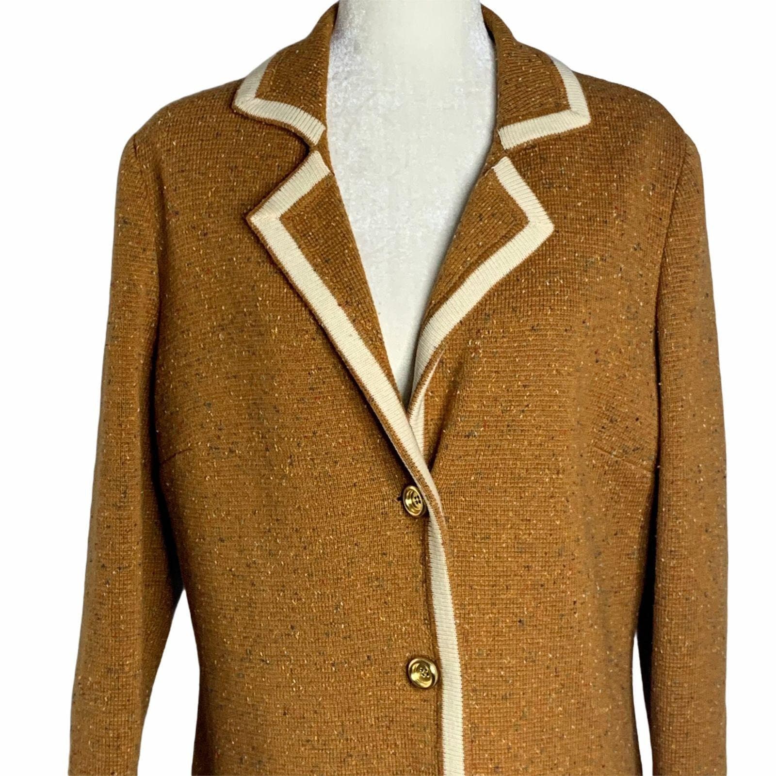 Vintage Sweater Jacket M Burnt Orange 
