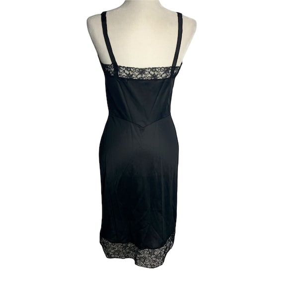 Vintage 50s Lingerie Nylon Slip S Black Lace Swee… - image 4