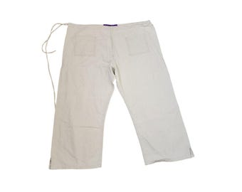 Vintage 90s Armani Jeans Linen Baggy Parachute Striped Pants Metal