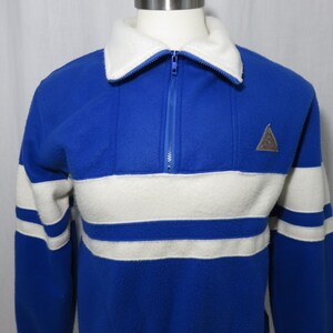 Sweat-shirt vintage des années 80 Pacific Trail M Ski Fleece 1/2 Zip bleu blanc