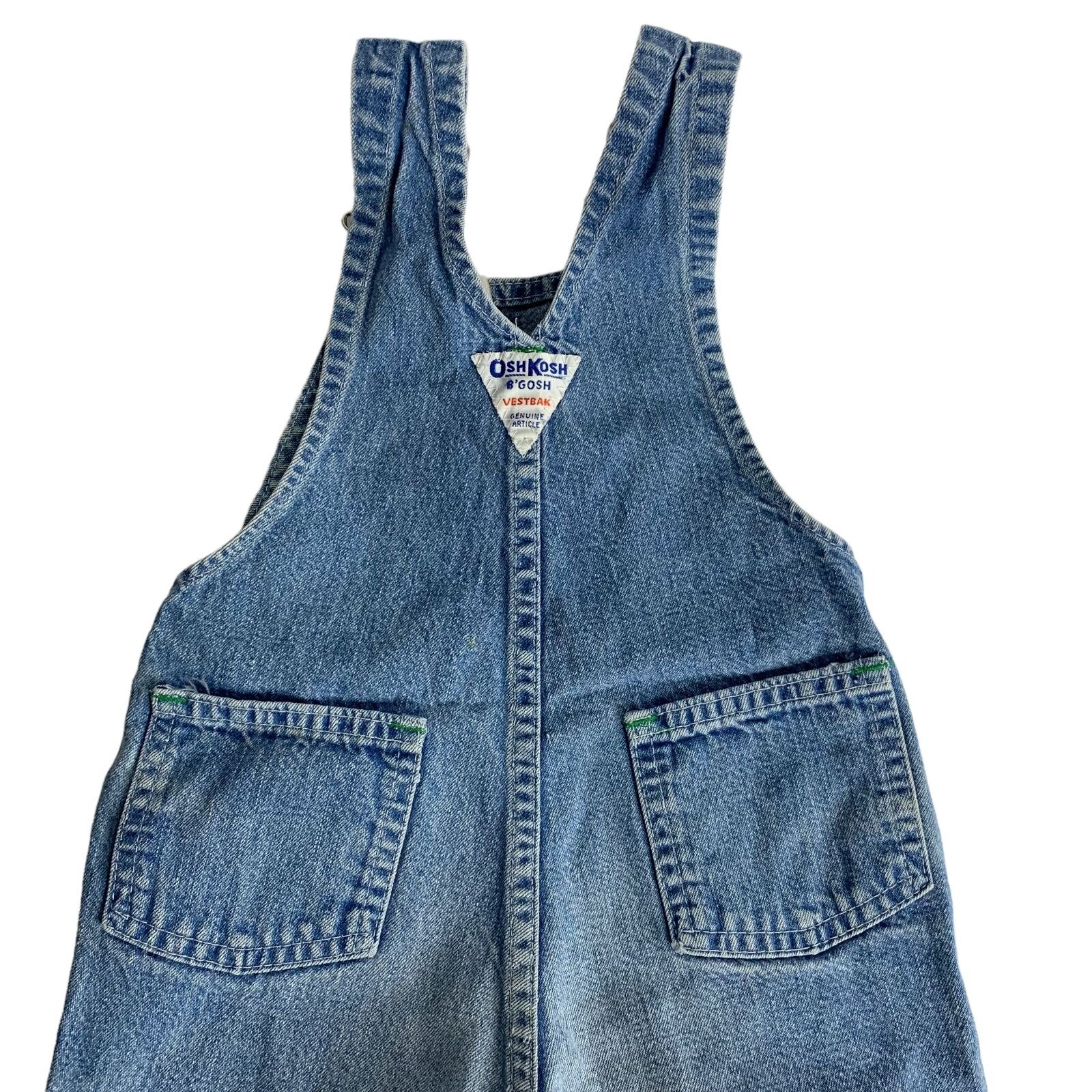 Vintage Oshkosh B Gosh Infant Overalls 24m Denim Pockets Snaps