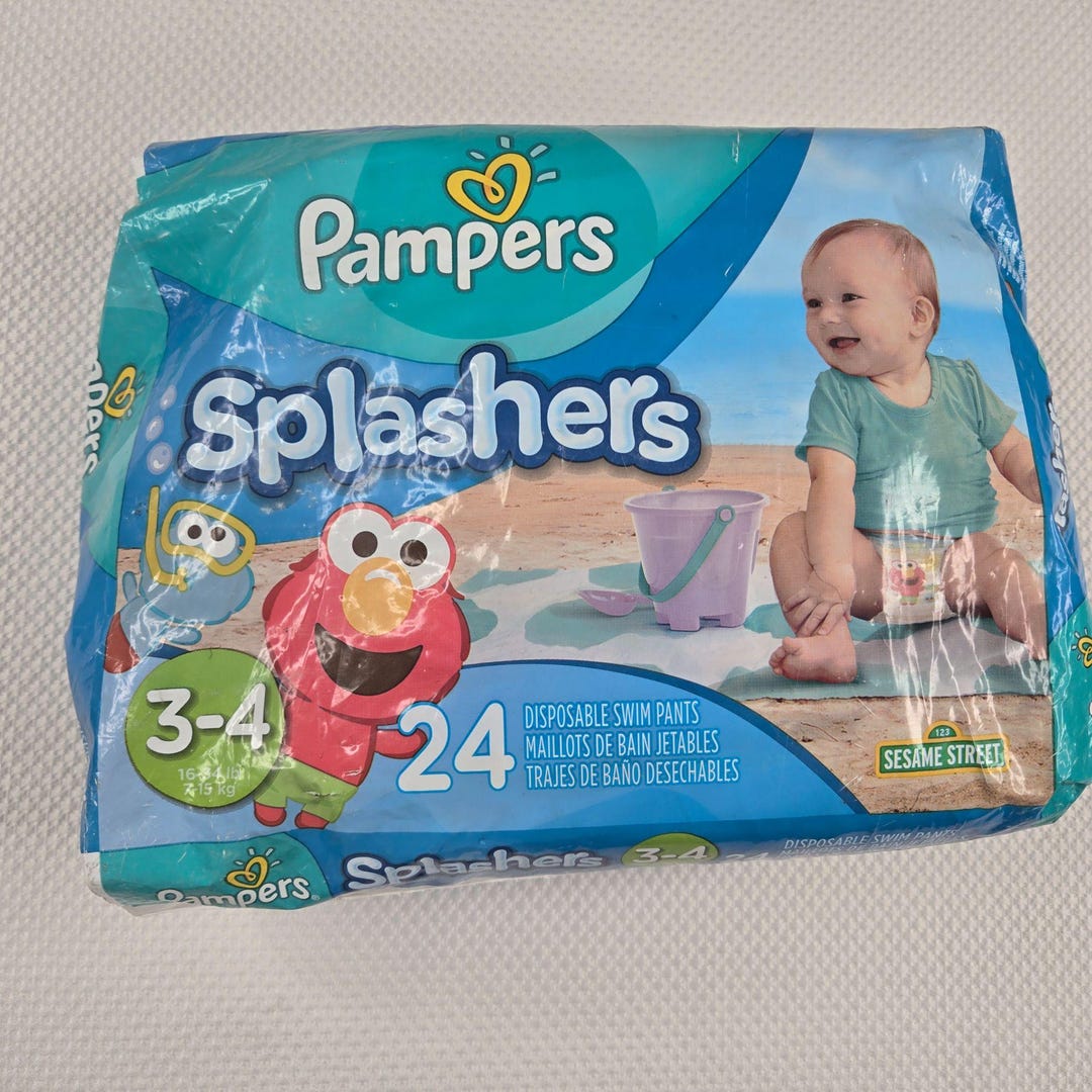 Vintage Pampers Splashers Disposable Swim Pants Size 3-4 24 Count