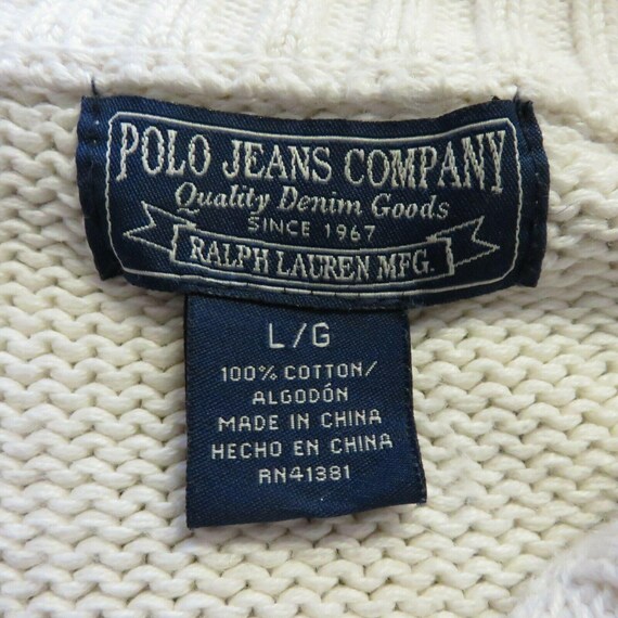 Vintage Ralph Lauren Polo Jeans Co Mens L Ivory W… - image 9