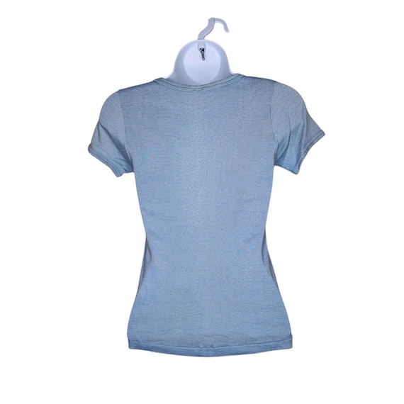 Vintage 70s Foggys Notion San Diego Cap Sleeve Babydoll Tshirt Womens XS Blue View 4