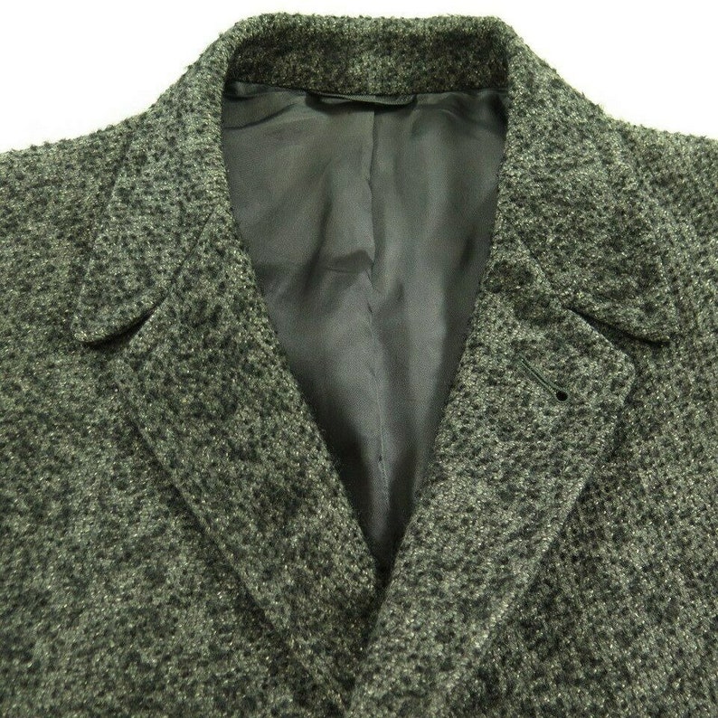 Vintage 50s Wool Overcoat 40 Gray Nubby Fleck Notch Collar Pockets Union Made image 6