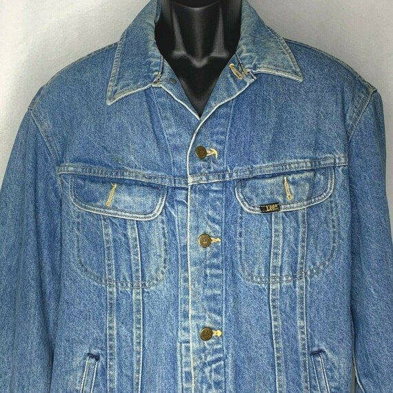 Vintage Lee Denim Jacket M Med Wash Pockets Butto… - image 4