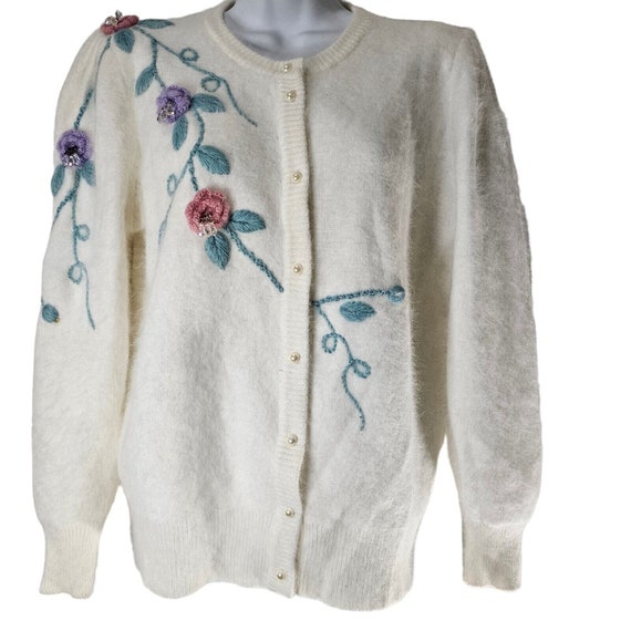 Vintage Embroidered Cardigan Vintage Beige Austrian Cardigan With