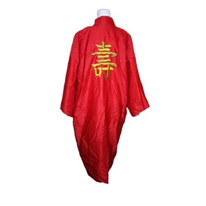 Vintage 50s 60s Chinese kimono roodgouden satijnen gevoerde zakken One Size