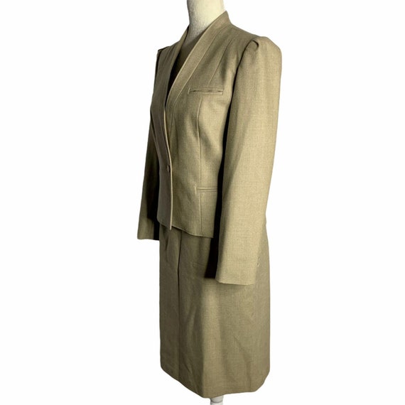 Vintage 60s Wool Skirt Suit XS Beige Fully Lined … - image 5