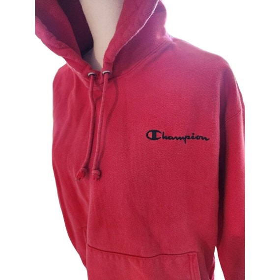 Vintage Y2K Champion Long Sleeve Red Hoodie Sweat… - image 2