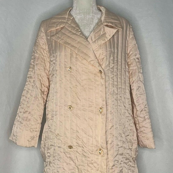 Vintage 60s Quilted Silk Satin Housecoat Robe S Pe