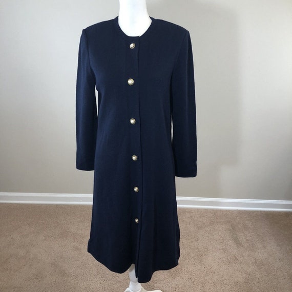 Vtg Castleberry Navy Blue Wool Blend Dress 6  Mod 