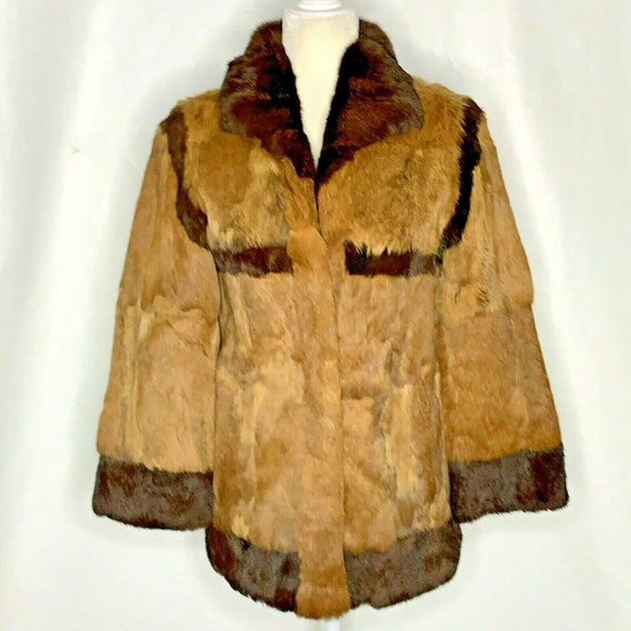 Vintage 80s Real Rabbit Fur Coat S Two 