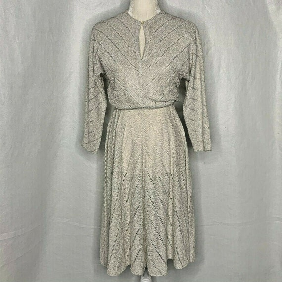 Vintage 70s Ronnie Heller Knit Dress 6 Ivory Elast