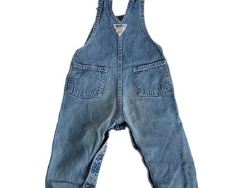 Vintage Oshkosh B Gosh Infant Overalls 24m Denim Pockets Snaps
