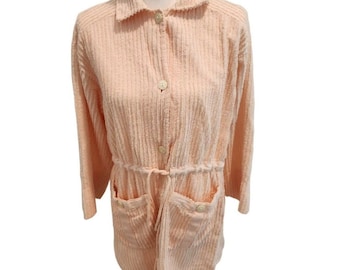Vintage 70s Tuftees Terrycloth Chenille Pink Robe M USA Made Swim Cover Up