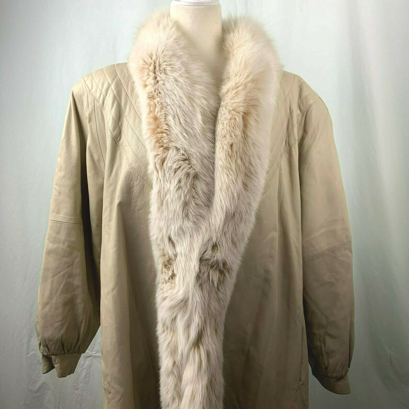 2024年秋冬新作 Vintage 80s Full Length Coat Lamb Leather Dyed Fox Collar ジャケット・アウター