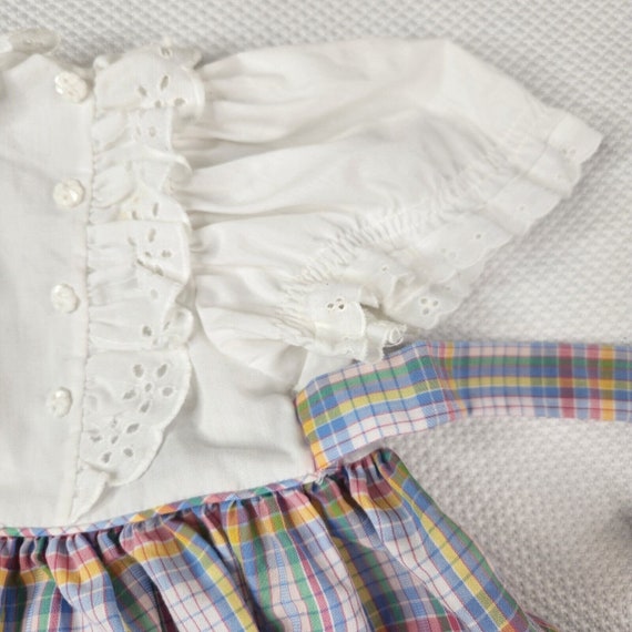Vintage 80s Bryan Blue Pink Toddler Ruffle Dress … - image 4