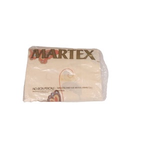 New Vintage 70s Martex Percale Twin Fitted Sheet Beige Tan Butterfly Mid Century