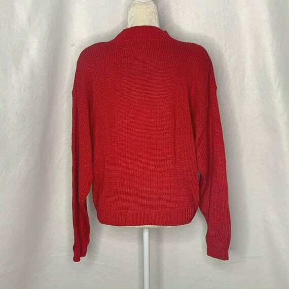 Vintage 80s Knit Pullover Sweater L Red Anchor Na… - image 4