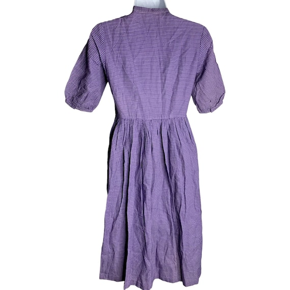 Vintage 60s Midi Swing Shirt Dress XS Purple Chec… - image 4