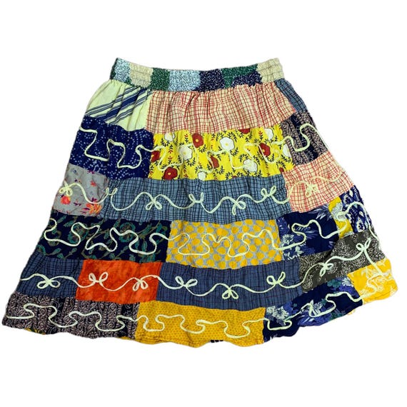 ヴィンテージ 90年代 刺繍 パッチワーク スカート レディース S マルチ