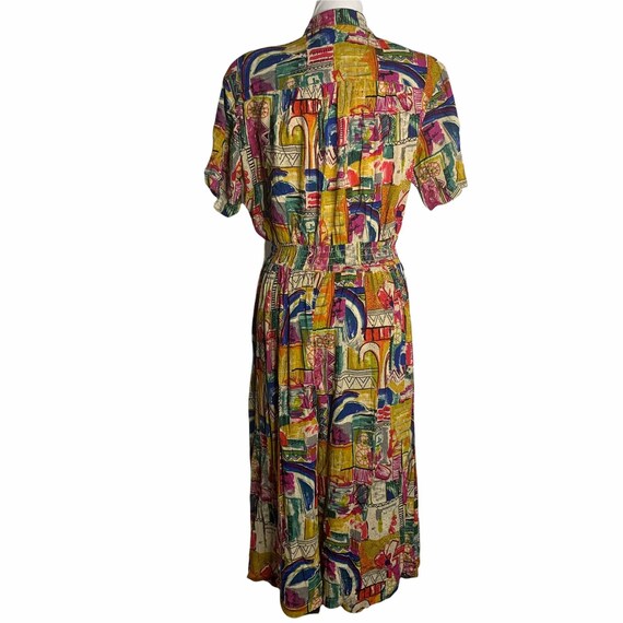 Vintage 80s Wide Leg Jumpsuit 14 Multicolored Cro… - image 5