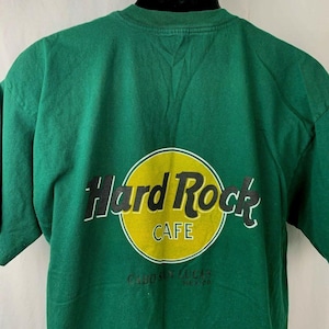 Vintage 90s Hard Rock Cafe T Shirt Green Cabo San Lucas Mexico Double Sided