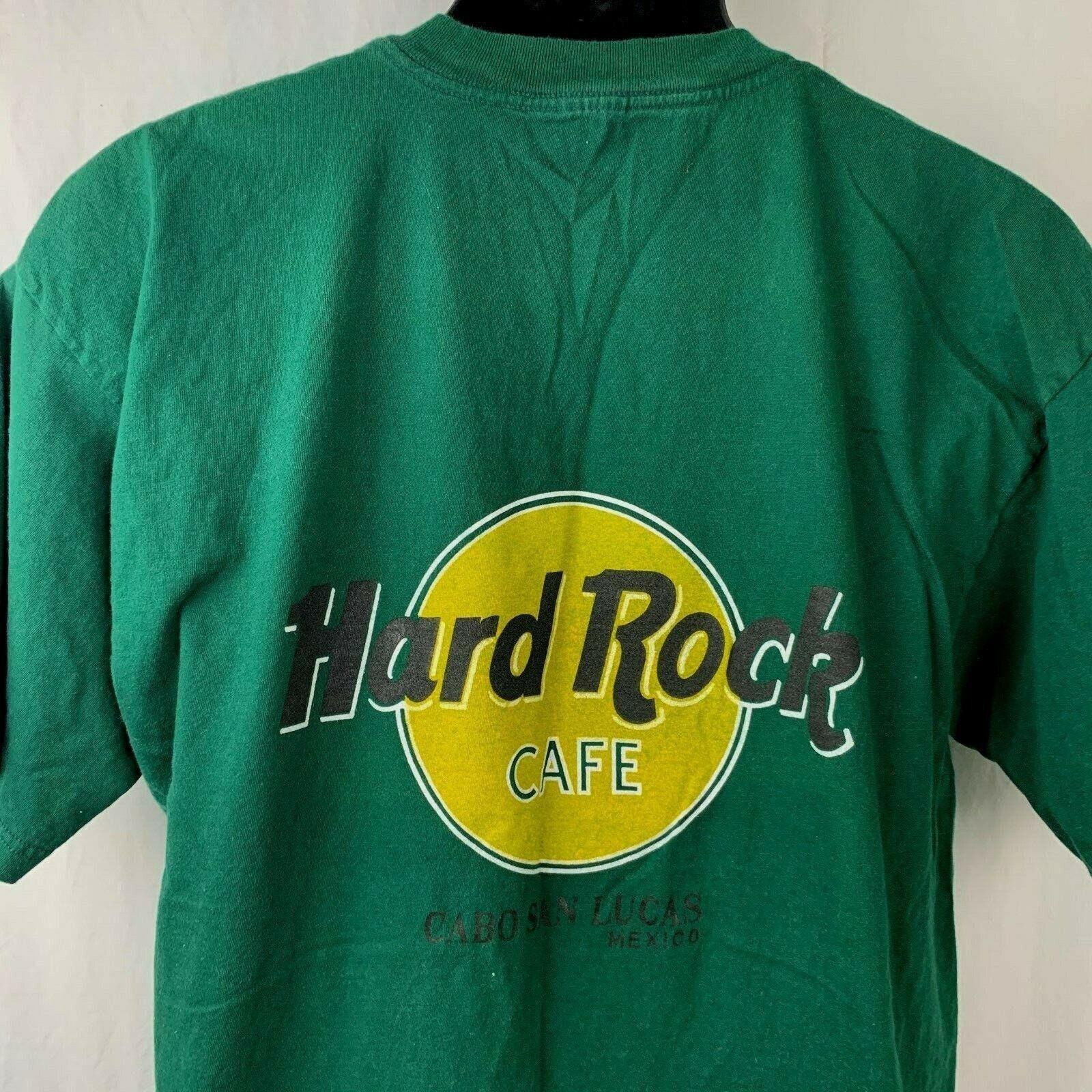Vintage 90s Hard Rock Cafe T Shirt Green Cabo San Lucas Mexico