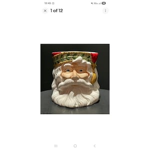Vintage 90s Caffco Santa Head Old World Vase Planter Candy Jar Saint Nick