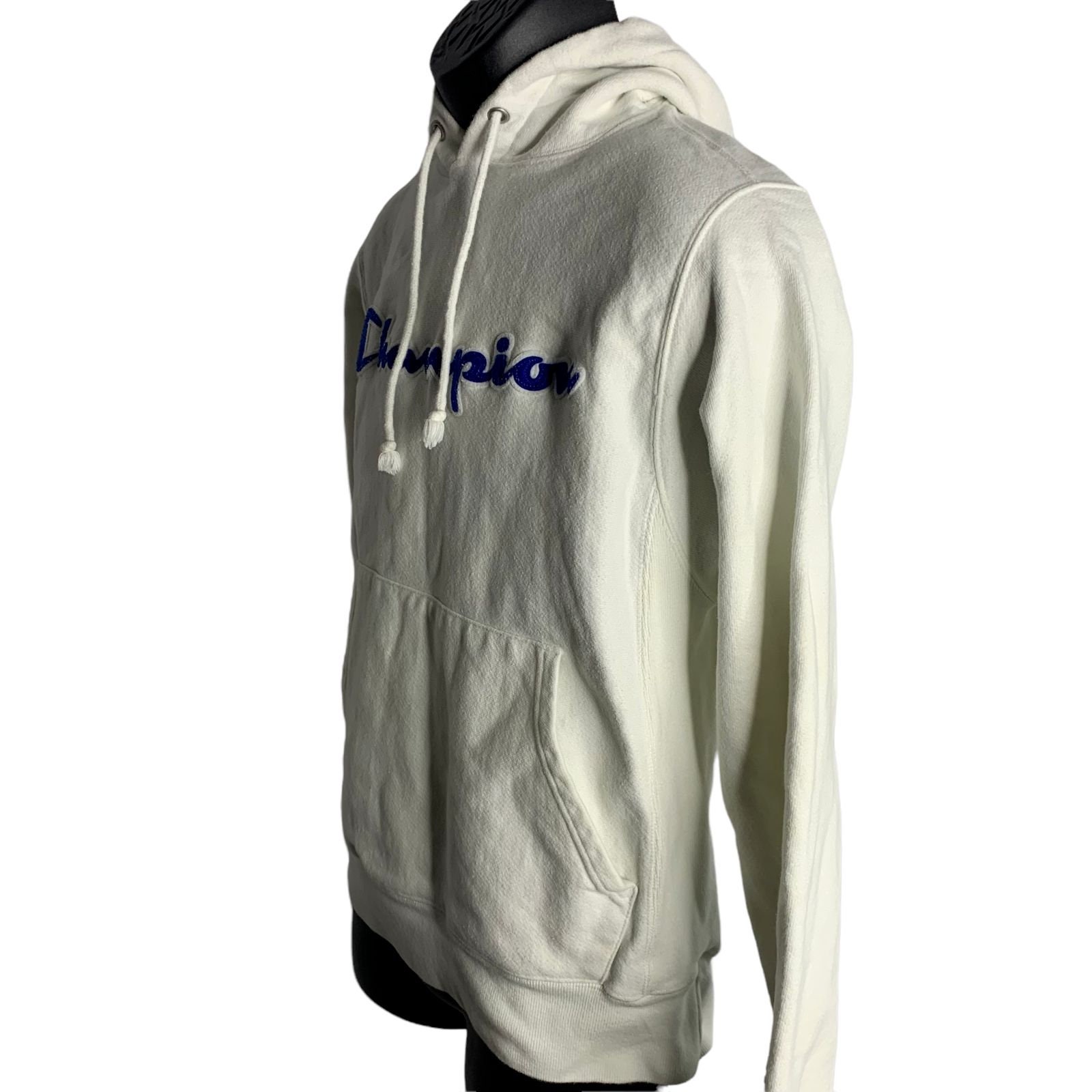 Vintage Champion Reverse Weave Hoodie S White Patch Pullover