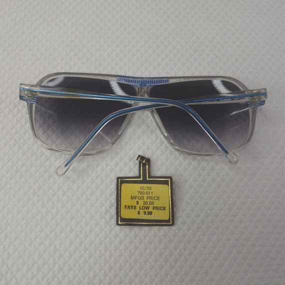 VINTAGE 70s Mens Double Bridged Sunglasses Blue S… - image 3