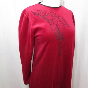 Vintage jaren 60 Lisanne Loungewear-jurk badjas kaftan kamerjas rood velours zwart satijn