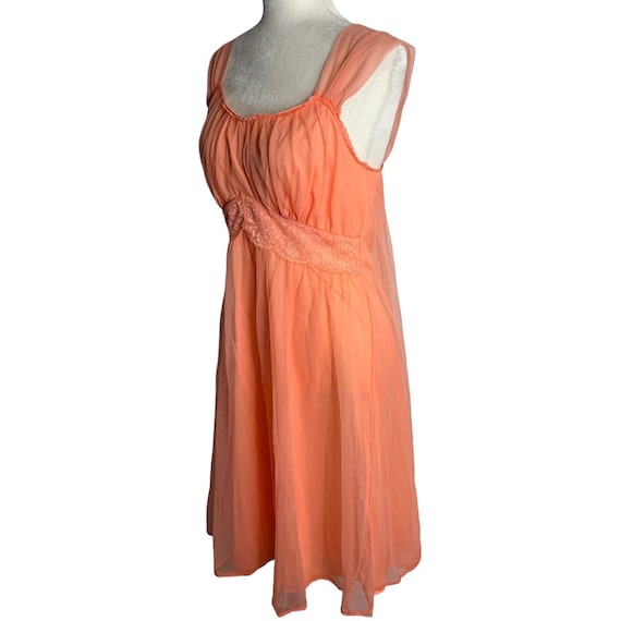 Vintage 60s Nylon Chiffon Nightgown Lingerie S Pe… - image 3
