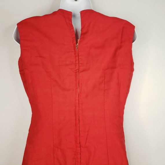 Vintage 60s Asian Inspired Red Sleeveless Sheath … - image 7