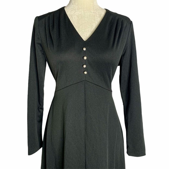 ワンピース 70s striped multiple buttons maxi dress Vintage 70s V Neck Maxi Dress S Black Rhinestone Buttons