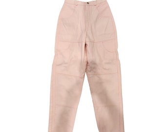 Vintage 80s różowe jeansy mom jeans z wysokim stanem punk rock 3 Barbie różowe zwężane nogawki