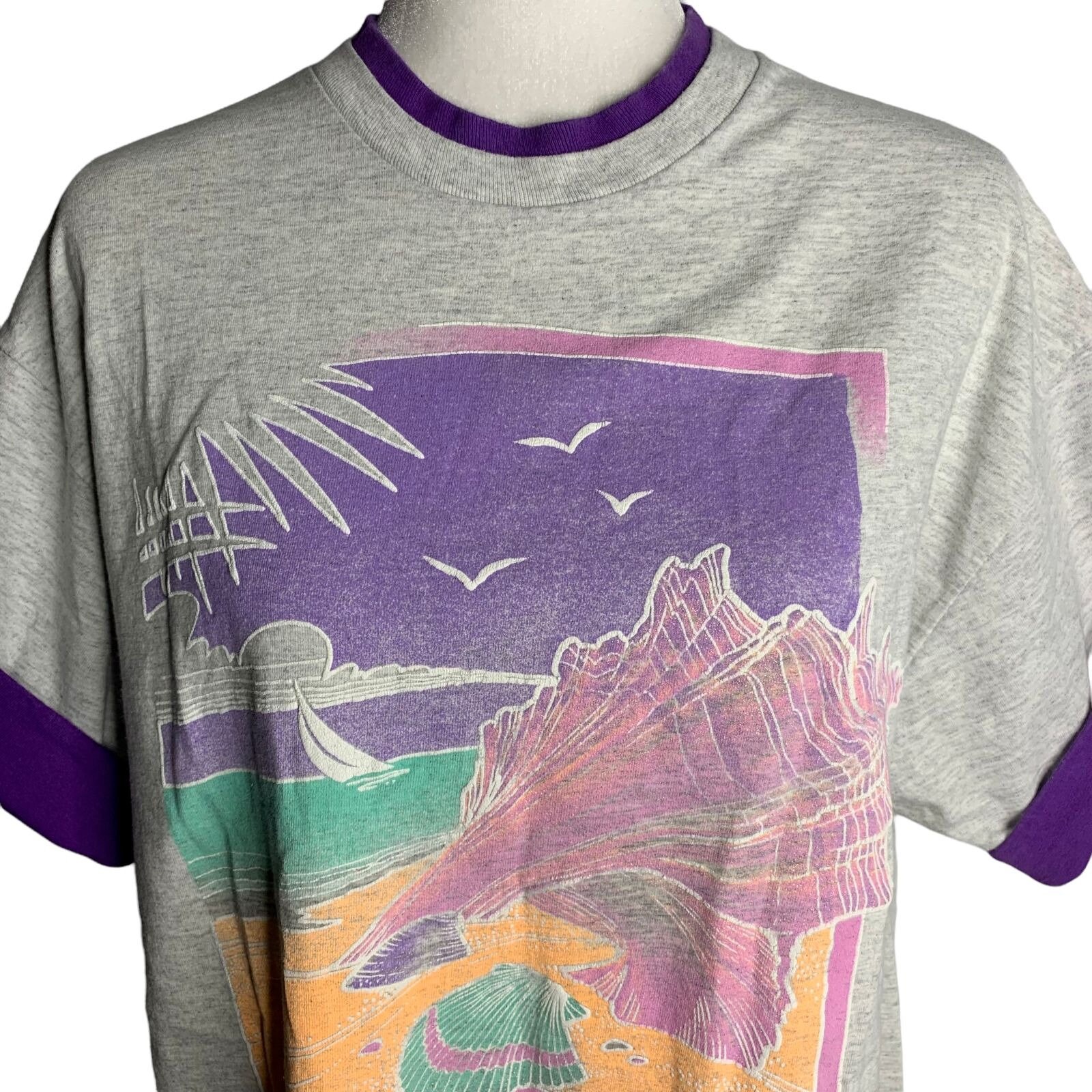 Vintage 90s Catalina Island Crewneck T Shirt L Grey Single Stitch 