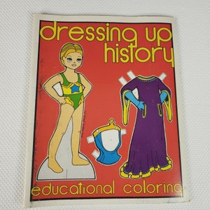 Vintage 1971 Dressing up History Coloring Paper Doll Playbook Book Uncut