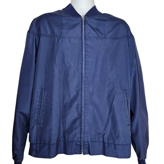 Vintage 80s Sears Jacket Mens Size XL Blue Zip up Harrington