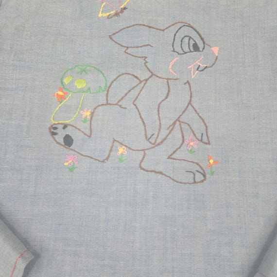 Vintage 70s Embroidered Shirt Womens Small Blue T… - image 8