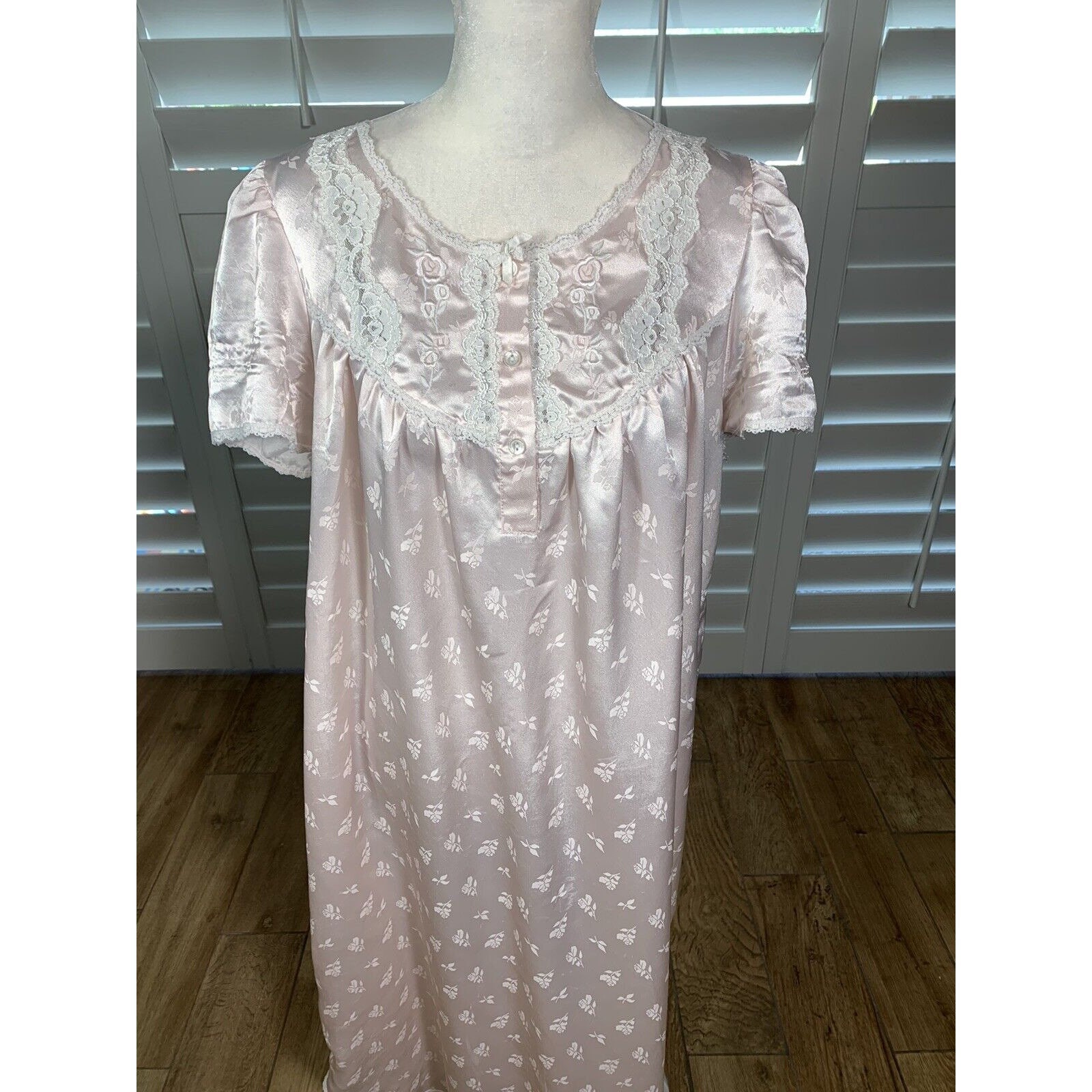 Camicia Da Notte Donna Miss Elaine In Seta Nylon – Stile Vintage, Sciancrato, Scollo A V Profondo, Lungo
