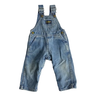 Vintage OshKosh B Gosh Infant Overalls 24m Denim Pockets Snaps Made USA image 1