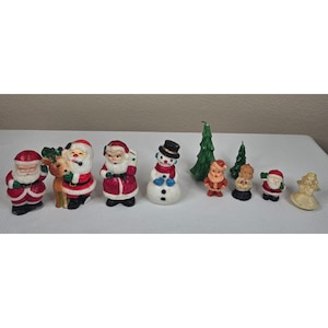 Vintage Gurly Halo Christmas Candle Lot 10 Santa Snowman Angel Tree Choir