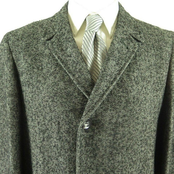 Vintage 50s Wool Overcoat 40 Gray Nubby Fleck Not… - image 1